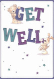 Uplifting and heartwarmingly playful, this get well card feels like a breath of fresh air from the friendly avenues of Hornchurch. Two adorable figures-a soft teddy bear and an eager puppy-spring vividly from the card, each animatedly drawing attention to the colourful 'Get Well' message. Bold letters in hues of deep blue, teal, and gentle aqua stand out clearly against a pale, creamy background, reminiscent of the welcoming sights near Upminster Road. Lightly scattered stars twinkle across the design, bestowing a sense of optimism and possibility. The bear's and puppy's fluffy textures are illustrated with such care, their comfort practically tangible, mirroring the soothing effect of a floral arrangement sent from a local florist. Altogether, this card expresses more than a wish for wellness; it's a visual and emotional embrace, bringing reassurance and brightness into the homes of those recovering in and around Hornchurch.